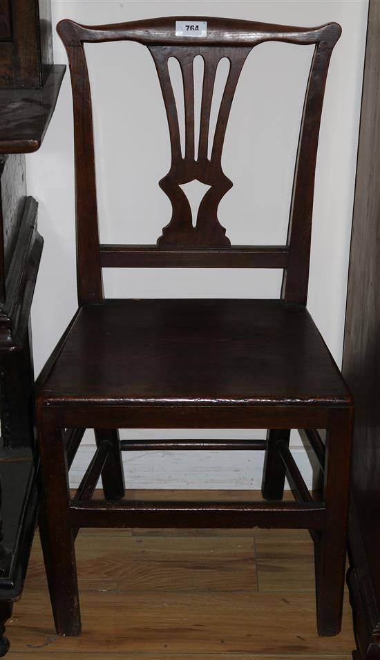 A pair of George III oak cottage dining chairs